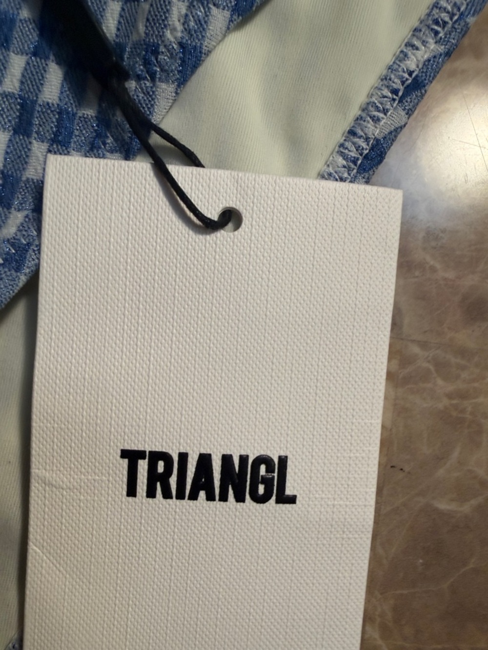 triangl swimwear Blue Gingham Triangle Bikini Set - Picture 4 of 9